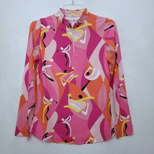 Fama Zee Golf Tennis Pickleball Athletic Mock Neck 1/4 Zip UPF 50+ Top Small